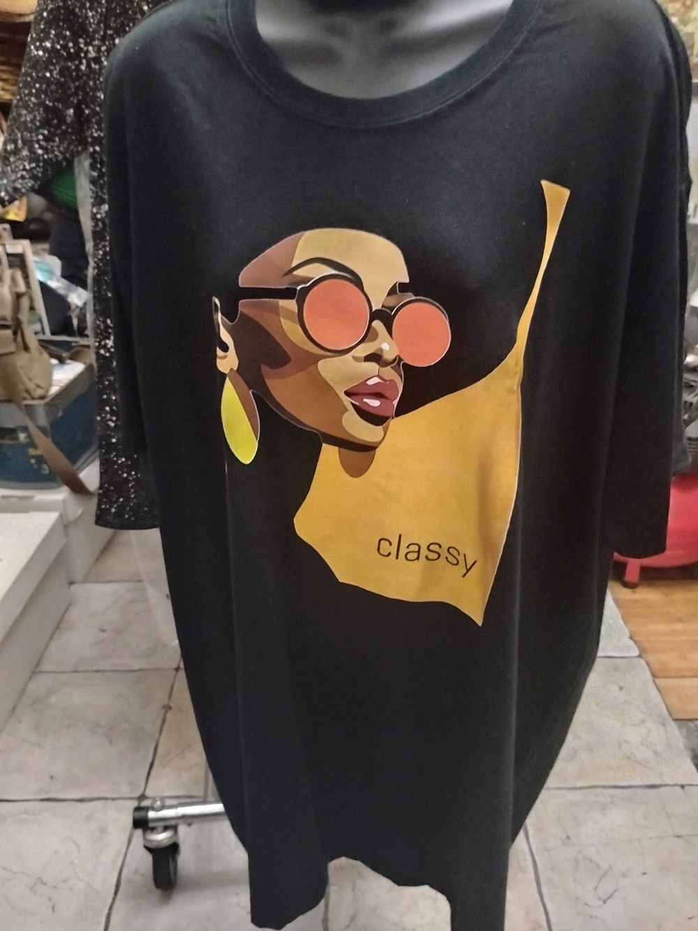 Classy Graphic Black Women's Tee with Yellow💛& Orange 🧡 Accent "Heat Press"